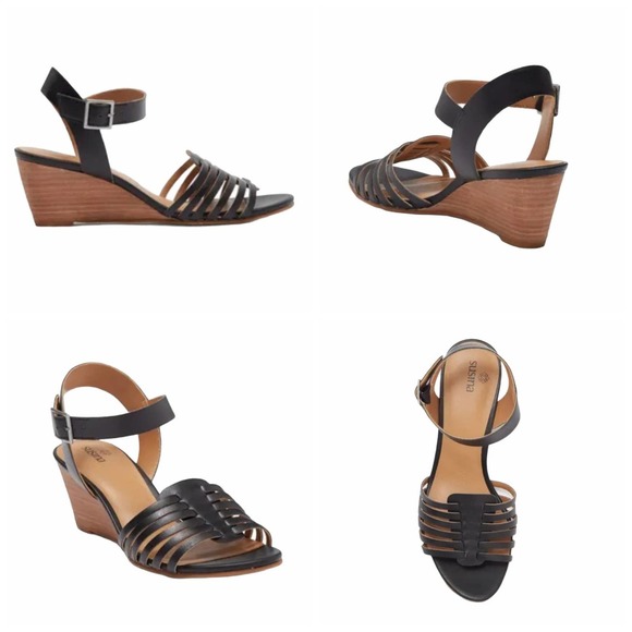 Susina Shoes - Susina Terra Wedge Sandal Black Caged Vamp 5.5